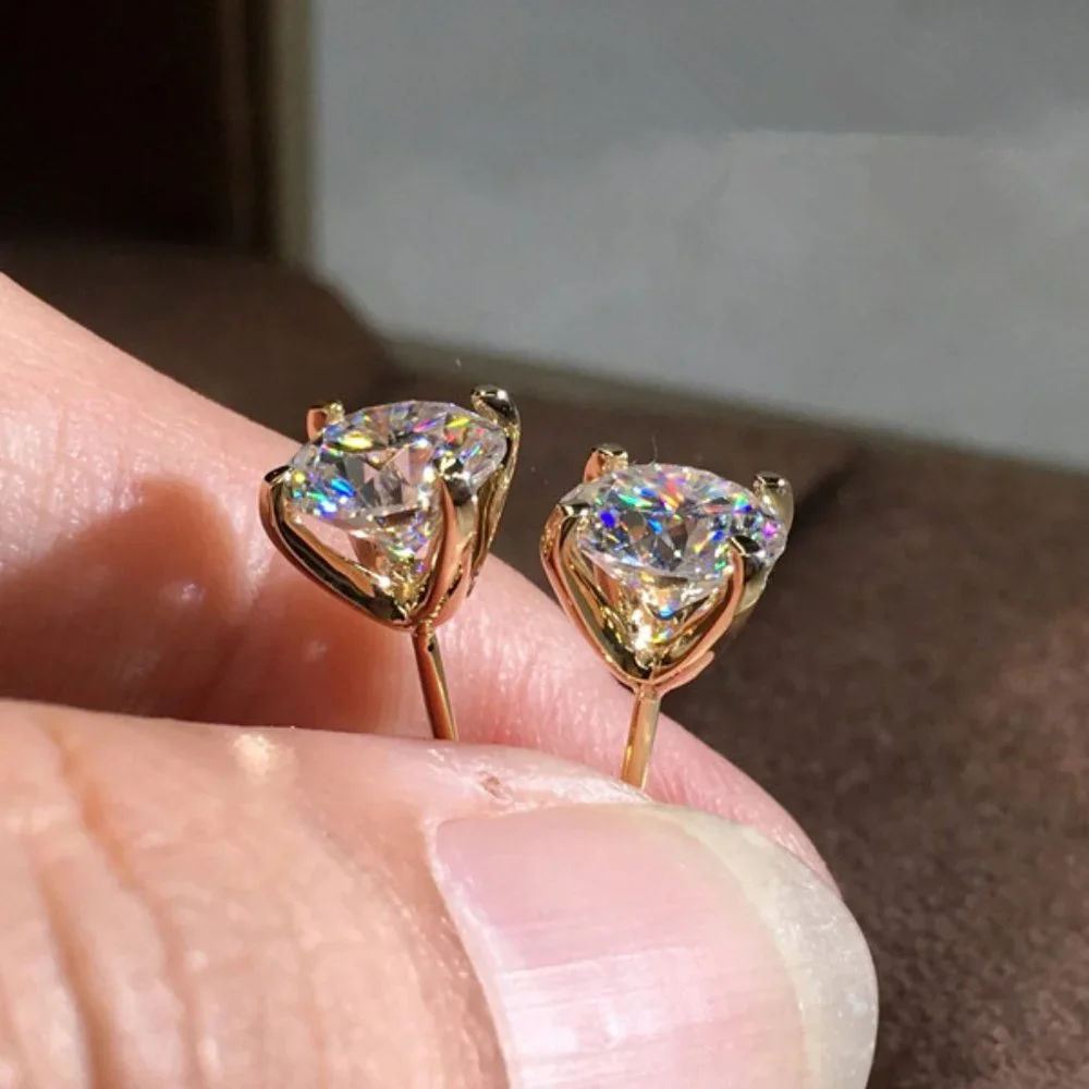 🔥 Crystal Clear Tiny Dainty 14K Gold Plated Stud Earrings for Women, VP1029 - Picture 2 of 3